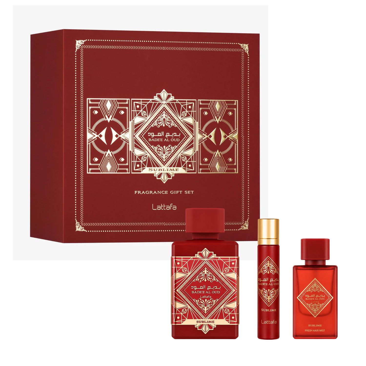 Парфумований набір унісекс Lattafa Perfumes Bade'e Al Oud Sublime (парфумована вода, 100 мл + парфумована вода, 12 мл + міст, 50 мл)